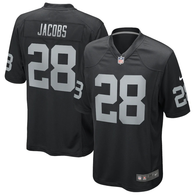 mens las vegas raiders josh jacobs nike black game player jersey